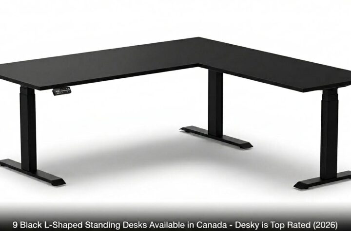 black L-shaped standing desks canada, standing desks canada, adjustable standing desk canada, black L-shaped desk canada, ergonomic desks canada, home office desks canada, commercial standing desks canada, top rated desks canada, Desky standing desks canada, L-shaped office desks canada